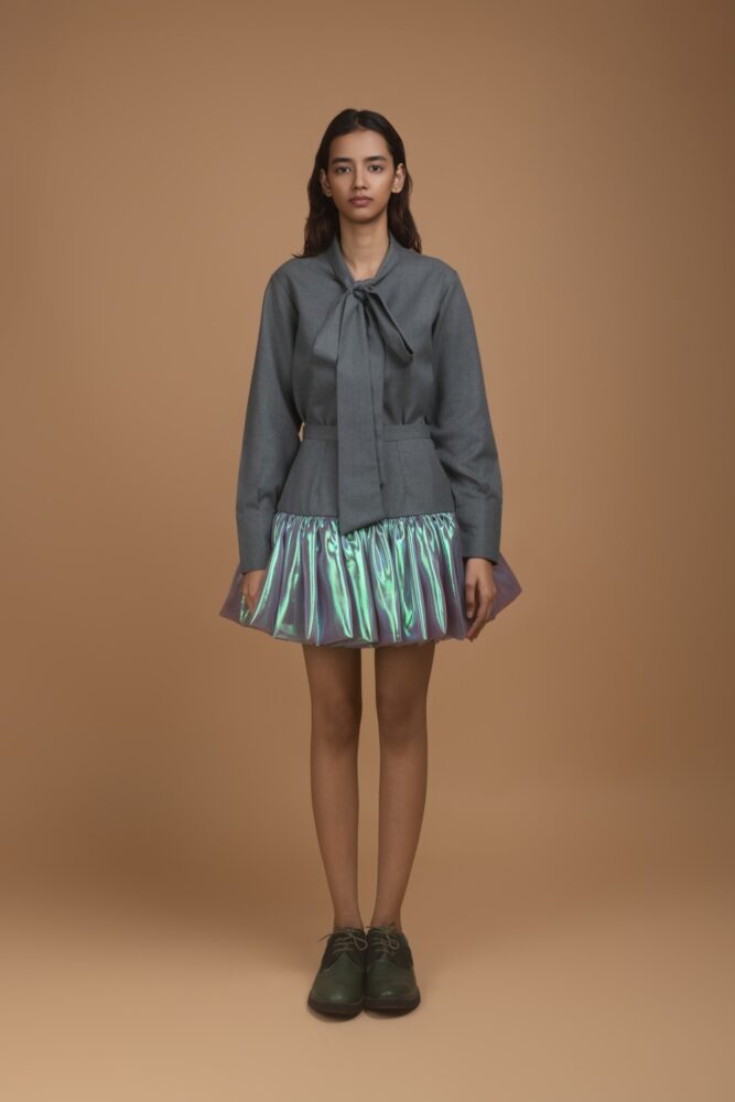 Grey Bubble Hem Skirt