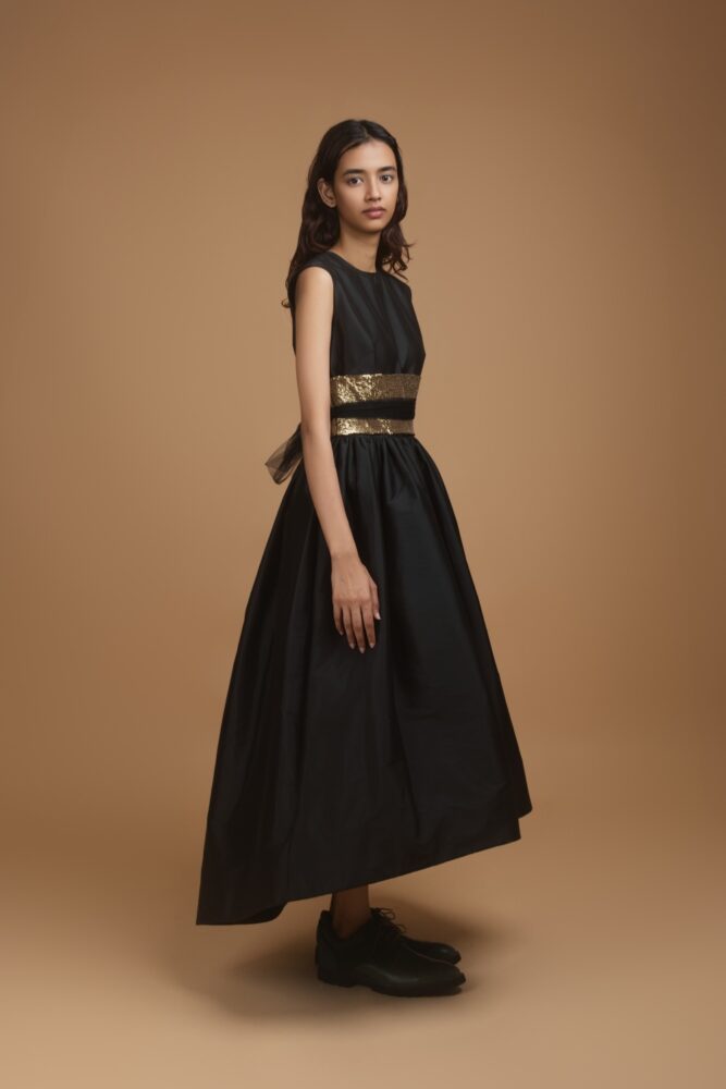 Black High Low Dress With A Detachable Belt