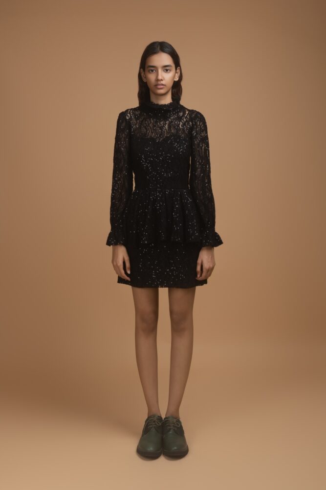 Dark Lure Peplum Lace Dress